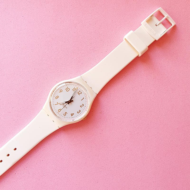 Vintage Swatch WHITE BISHOP GW164 Women's Watch Minimalist