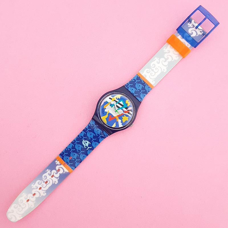 Vintage Swatch SILVER PATCH GN132 Watch for Her | 90s Colorful