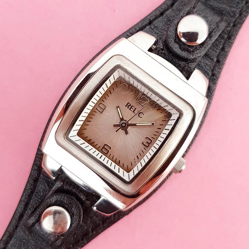 Vintage Rectangular Relic Women s Watch Silver tone Fossil Watch