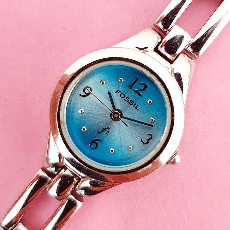 Vintage Turquoise-dial Fossil Women's Watch Silver-tone Fossil
