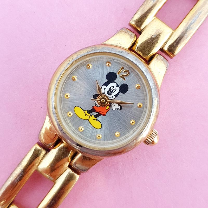 Vintage Gold-tone Mickey Mouse Disney Time Works Watch for  display picture 1