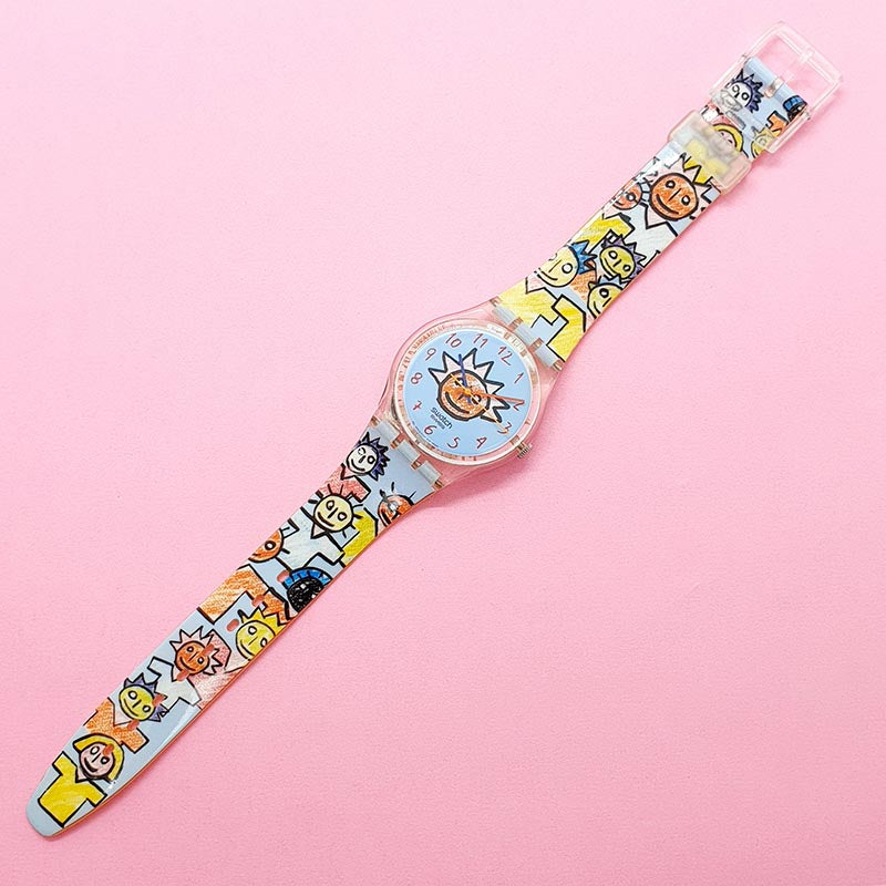 Vintage & Rare 2002 Swatch Gent Cookie Face GK386 New offers Battery Running