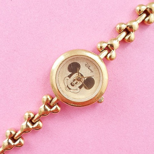 Vintage Gold-tone Mickey Mouse Elegant Watch for Women | Retro Disney Watch
