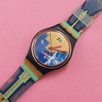Vintage Swatch BLUE FLAMINGO GN114 Watch for Women | 1991 Swatch Gent - Watches for Women Brands