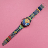 Vintage Swatch BLUE FLAMINGO GN114 Watch for Women | 1991 Swatch Gent - Watches for Women Brands