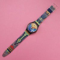 Vintage Swatch BLUE FLAMINGO GN114 Watch for Women | 90s Retro Watch - Watches for Women Brands