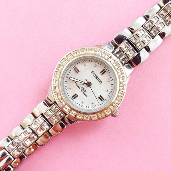 Womens Watches Vintage Armitron Diamond Watch Vintage Silver-tone
