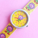 Vintage Flik Flak Happy Yellow Sunflower Watch for Women | Fun Swiss Watch