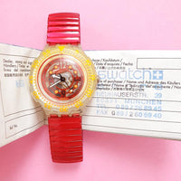 Vintage Swatch RED MARINE SDK114 Watch for Women with Box | Scuba Swatch