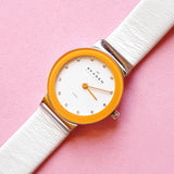 Vintage SIlver-tone Skagen Watch with Orange Details for Women | RARE Danish Watch