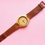 Vintage Two-tone Brown Wood Watch for Women | Large Wooden Watch