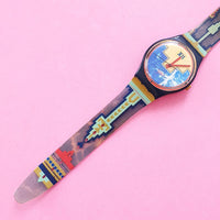 Vintage Swatch BLUE FLAMINGO GN114 Women's Watch | Swiss Quartz Watch