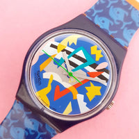 Vintage Swatch SILVER PATCH GN132 Watch for Her | 90s Colorful Swatch