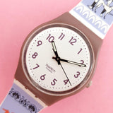 Vintage Swatch PURPLE-AND-WHITE GV122 Watch for Her | Classic Swatch for Her