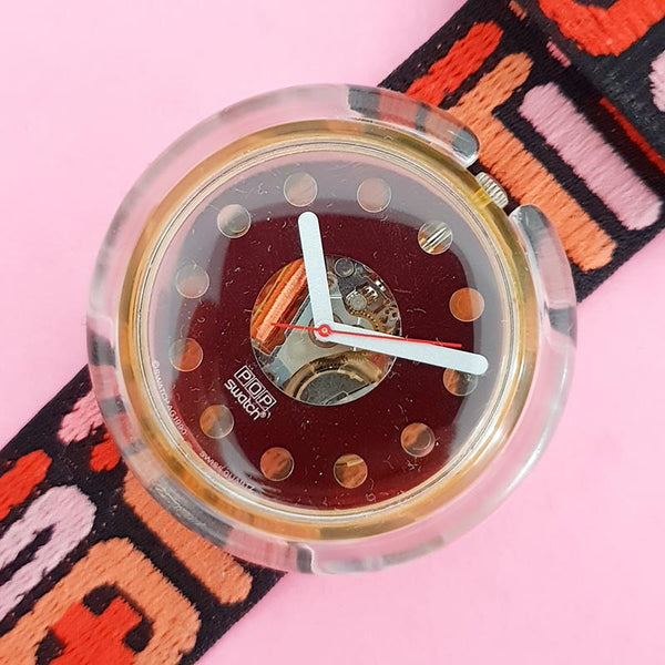Vintage Pop Swatch Secret Red PWK142 Watch for Women | Fun 90s Wristwatch