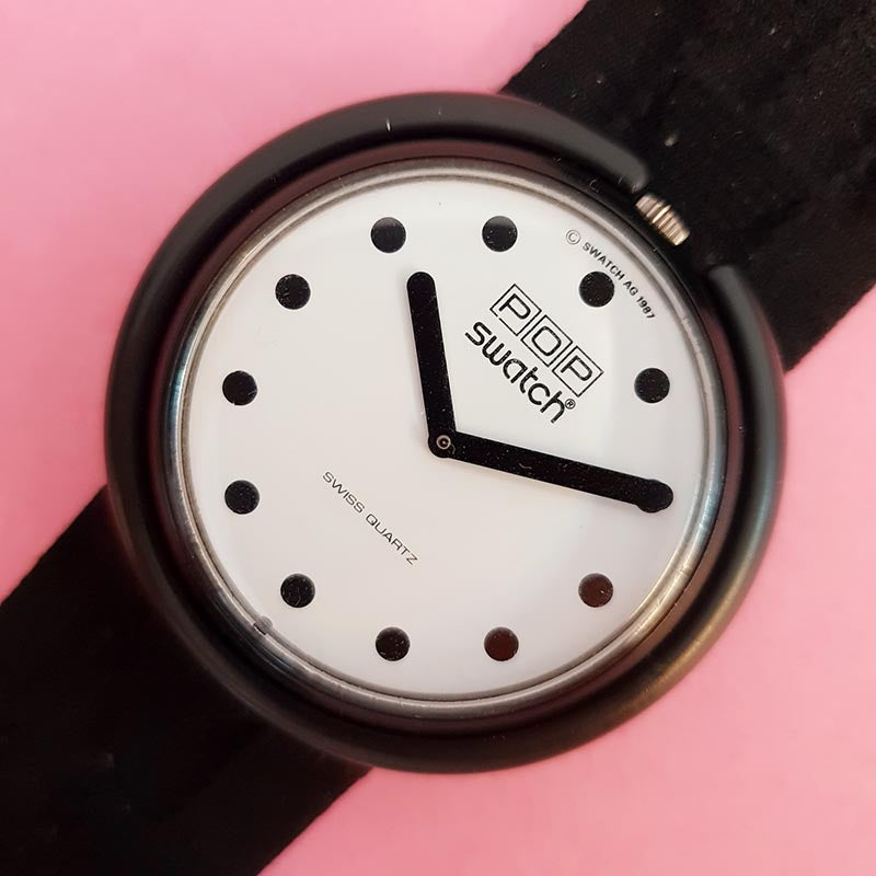Vintage Pop Swatch JET BLACK PWBB001 Watch for Women 80s Swatch