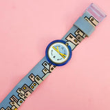 Vintage Pop Swatch Kasbannight PMN101 Watch for Women | Blue 90s Swatch