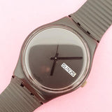 Vintage Swatch WHITE WINDOW GB711 Watch for Women | Full Black Swatch