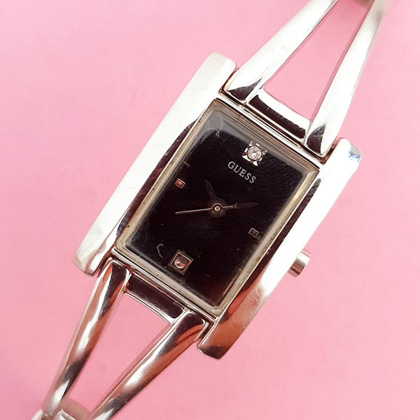 Vintage Black-dial Minimalist Guess Women's Watch | Silver-tone Guess Watch