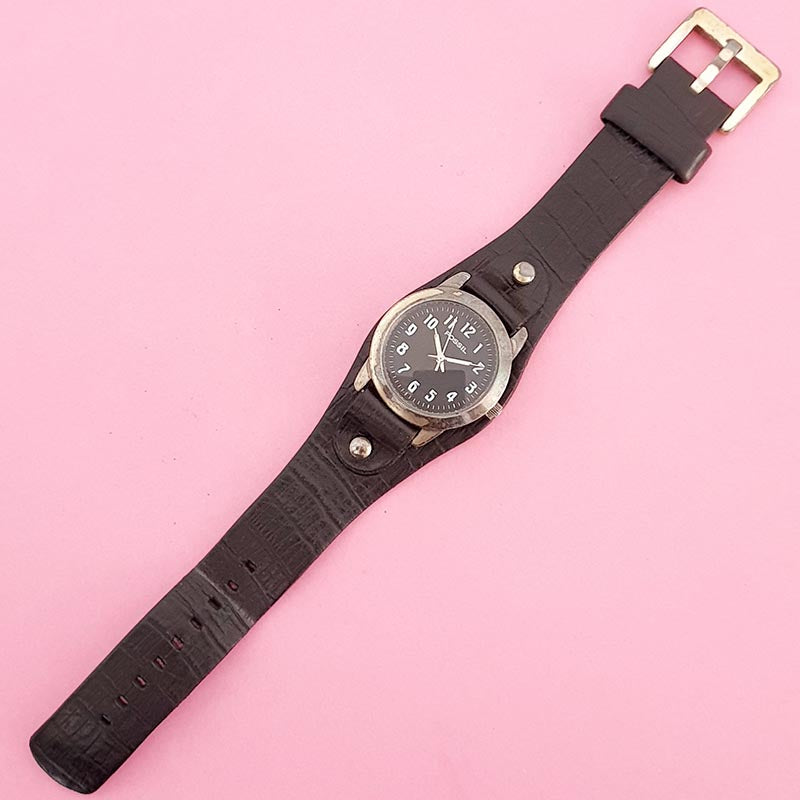 Fossil Women\' Victorian style watch black leather band marcasite around … Vintage Black-dial Fossil Watch for Men & Women on Black  main image 4