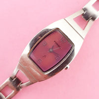 Vintage Purple-dial F2 Fossil Women's Watch | Silver-tone Fossil Watch