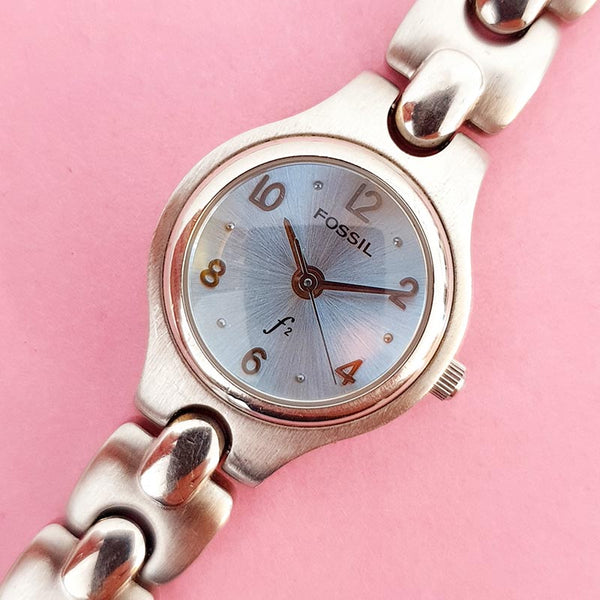 Vintage Small Blue-dial Fossil Women's Watch | Silver-tone Fossil Watch