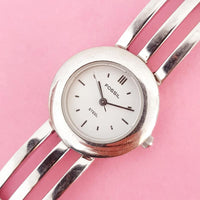 Vintage White-dial Fossil Women's Watch | Silver-tone Fossil Watch