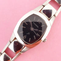 Vintage Elegant Black-dial Fossil Women's Watch | Silver-tone Fossil Watch