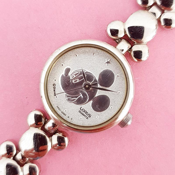 1990s Vintage Silver-tone Mickey Mouse Lorus V401 5080 R2 Watch for Women