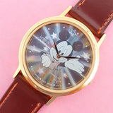 Vintage Gold-tone Mickey Mouse Lorus V515 8E68 UH2 Holographic Watch for Women | 90s Disney Watch