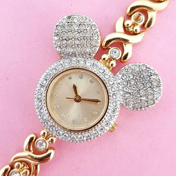 Vintage Gold-tone Mickey Mouse Disney Time Works Watch for Women | 90s Ladies Watch