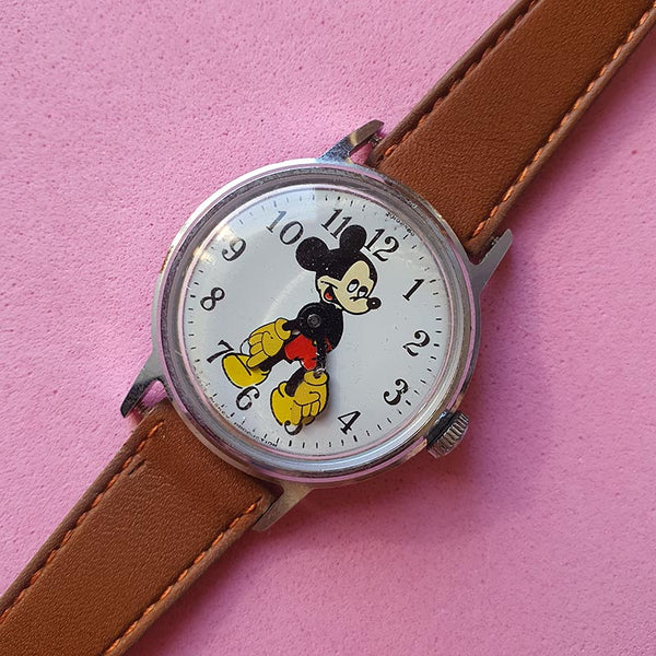 Vintage Silver-tone 1960s Mickey Mouse Watch Disney Memorabilia