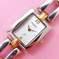 Pre-owned Two-tone Rectangular Fossil Watch for Her | Vintage Designer Watch