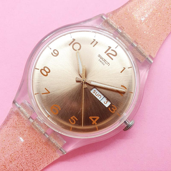 Vintage Swatch PINK GLISTAR SUOK703 Watch for Her | Swiss Watch for Her