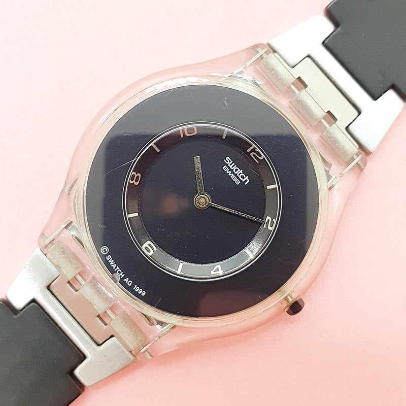 Swatch Watch - SFK116 - PURE BLACK Vintage Very Rare Swatch Unisex SFK116 Pure Black Watch  main image 3